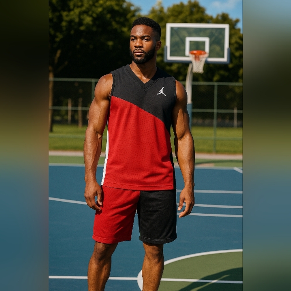 Jordan Men's Red and Black Tank Top